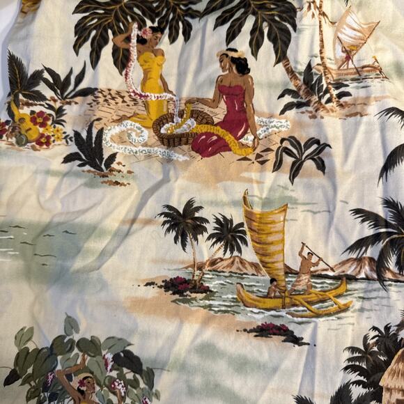 Newt Honolulu Hawaiian Shirt Mens XL Beige/ivory Hawaiian Life Print Cotton - Picture 4 of 5